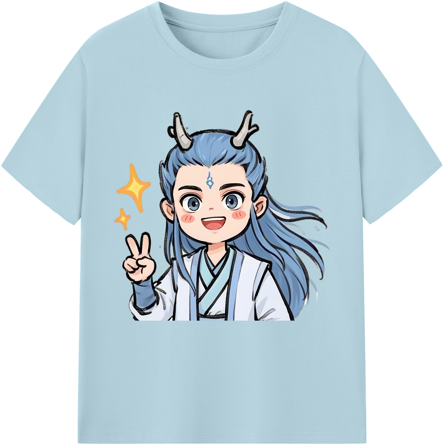 （画像用） Ne Zha 2 ナタ 魔童の大暴れ 綿100％半袖Tシャツ（フロントプリント）